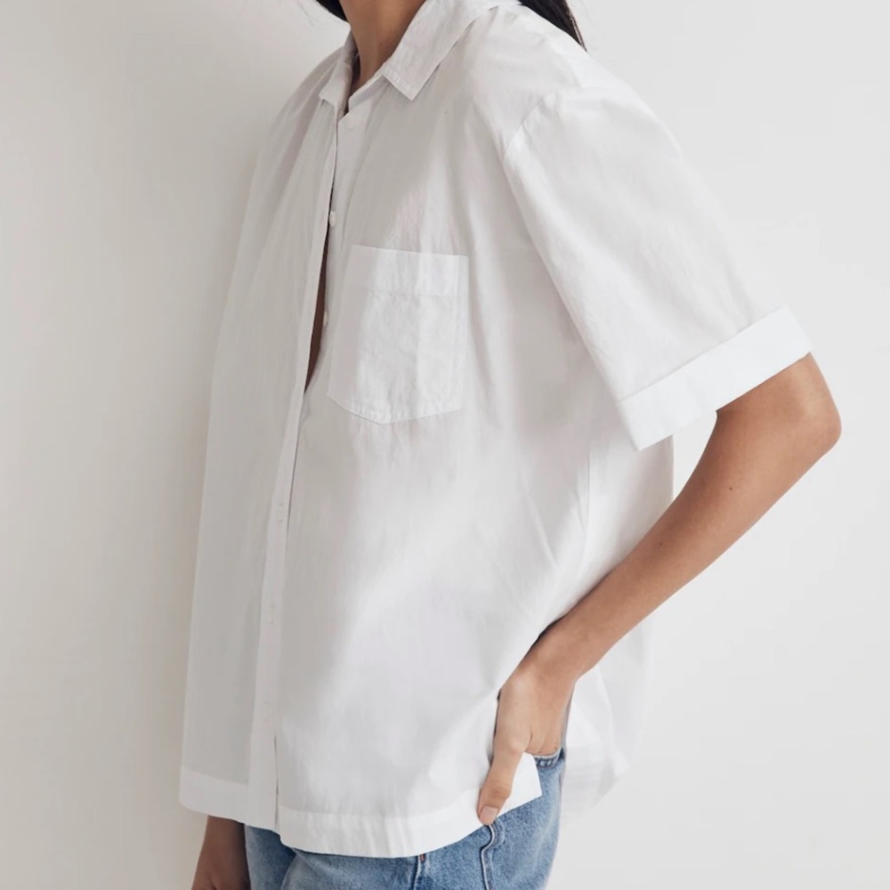 NWT Madewell Signature Poplin Short-Sleeve Button-Down Shirt